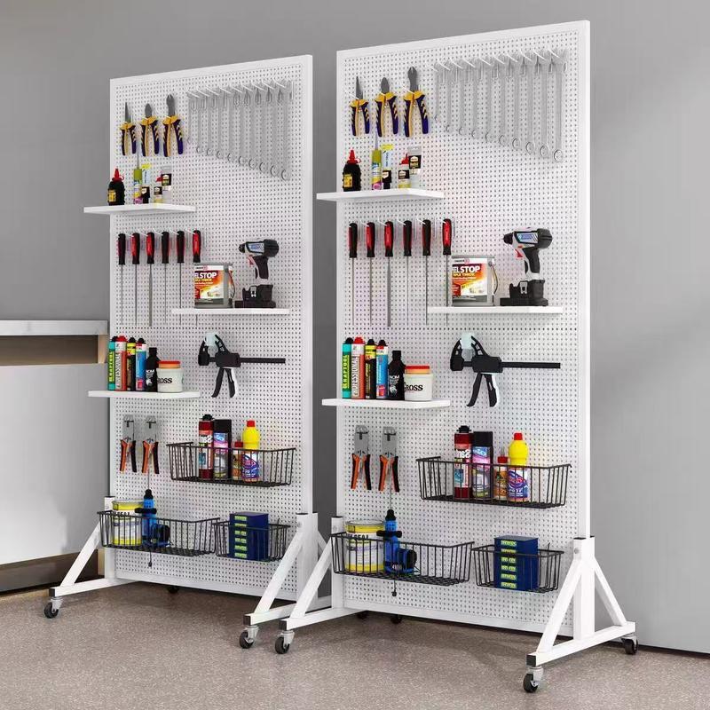 Samostojeći Pegboard Stalak za Izlaganje s Kotačićima
